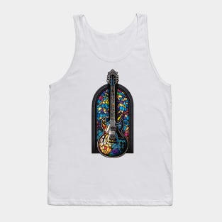 Vintage Stained Glass Guitar Gifts Guitarist Concert Guitar Tank Top